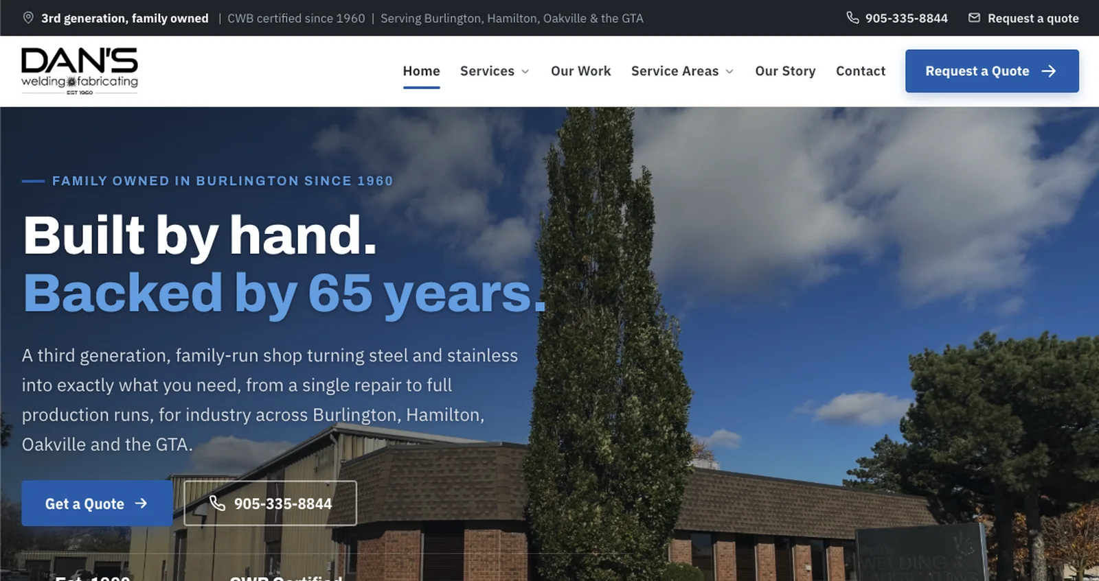 Dan's Welding & Fabricating website homepage built by Fuller Media
